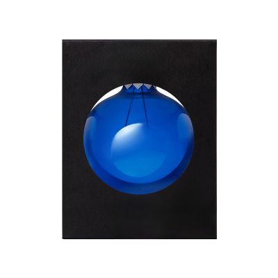 Стеклянный елочный шар Christmas bauble, синий прозрачный, с серебристым колпачком в черной коробке-2