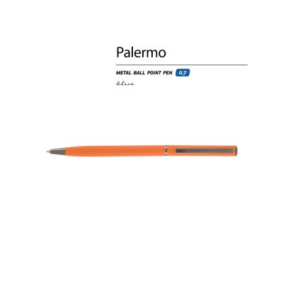 Ручка металлическая шариковая Palermo, софт-тач, 0.7 мм, оранжевая-1