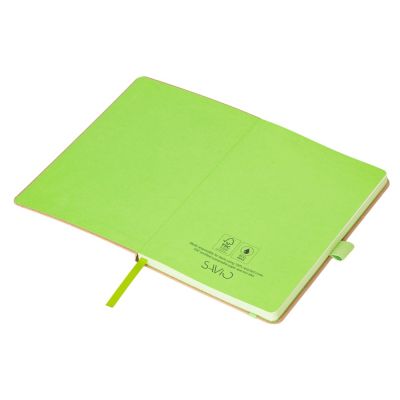 Блокнот A5 Sevilia Color, твердая обложка из крафта, 80 листов, цветной срез и форзац, натуральный/зеленое яблоко-1