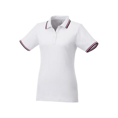 Женская футболка поло Fairfield с коротким рукавом с проклейкой, белый/темно-синий/красный-0