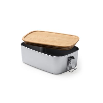 Ланч-бокс DAIKON из нержавеющей стали 304 с бамбуковой крышкой, серебристый/бежевый-1