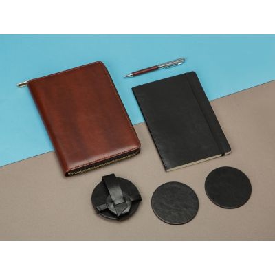 Бизнес-блокнот на молнии А5 Fabrizio с RFID защитой и ручкой, коричневый-12
