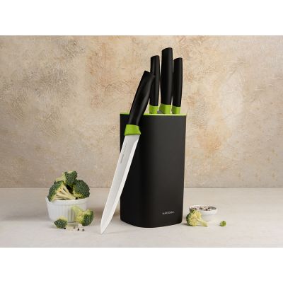 Набор из 4 кухонных ножей в универсальном блоке,  NADOBA, серия OLIVIA-2