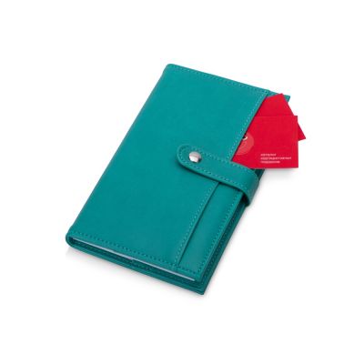 Блокнот-кошелек с сменным блоком А6 Wall Street, 64 листа, бирюзовый-0