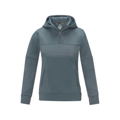 Женский свитер анорак Sayan на молнии на половину длины с капюшоном, steel grey-1