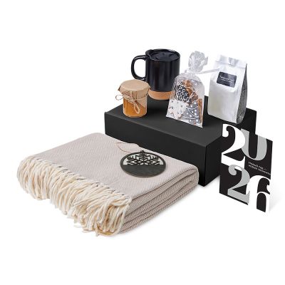 Подарочный набор c пледом, кружкой и вареньем, черный-1