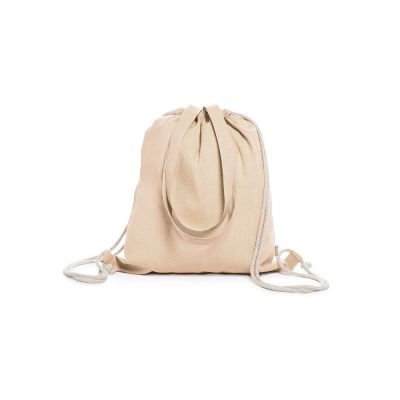 Рюкзак-мешок VARESE из переработанного хлопка, бежевый-2