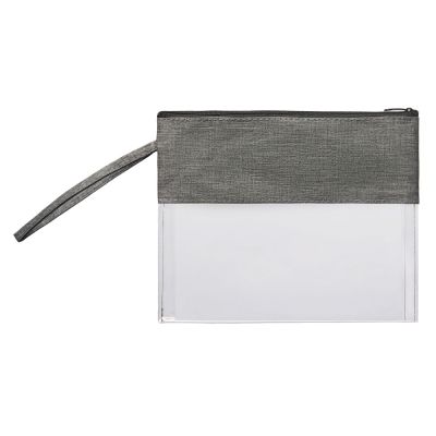 Косметичка из PVC и ткани Leony, прозрачный/темно-серый-3