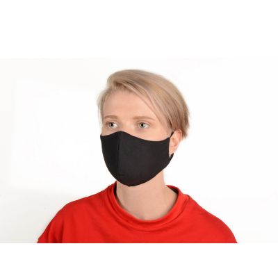 Маска для лица многоразовая с фиксаторами, черная-1