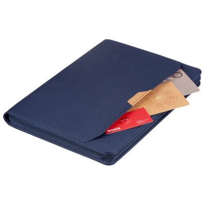 Портфолио А4 из RPET на молнии Harvey, 40 л FSC бумаги, синий-0