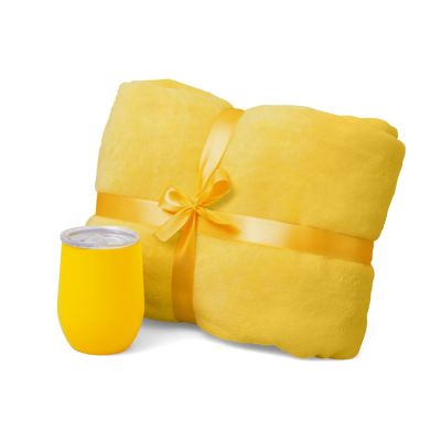 Подарочный набор Dreamy hygge 2.0 с пледом и термокружкой, желтый-0