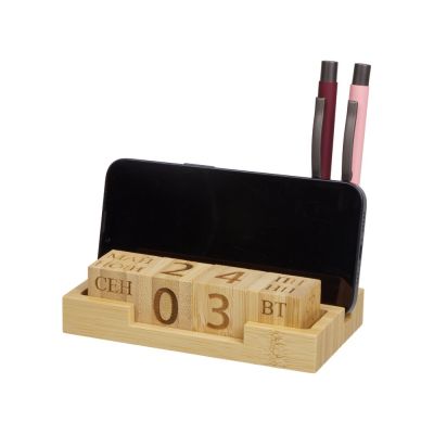 Настольный органайзер с вечным календарем и подставкой для телефона Akira, натуральный-0