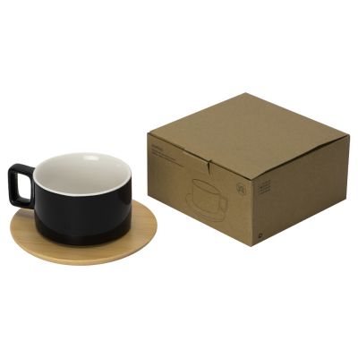 Набор чашка с бамбуковым блюдцем Sheffield, черный-5
