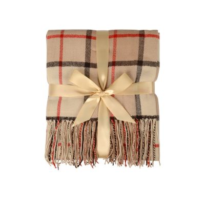 Плед акриловый в клетку Tartan, бежевый-2