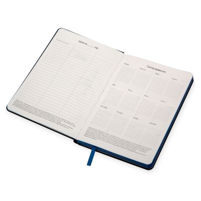 Бизнес блокнот Bossy с цветным срезом, твердая обложка, 128 листов, черный и синий-4