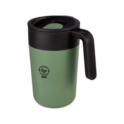 Кружка Nordia объемом 400 мл из переработанных материалов с двойными стенками, зеленый яркий-5