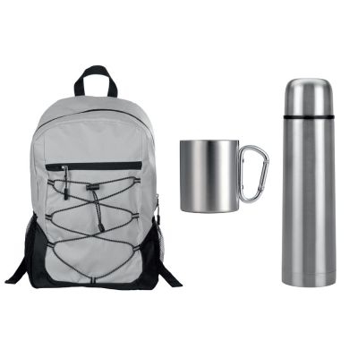 Подарочный набор с термосом и кружкой, серебристый/серый-0