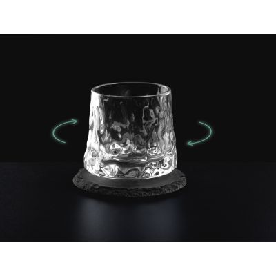 Вращающийся бокал для виски на сланцевом костере Bromo-0