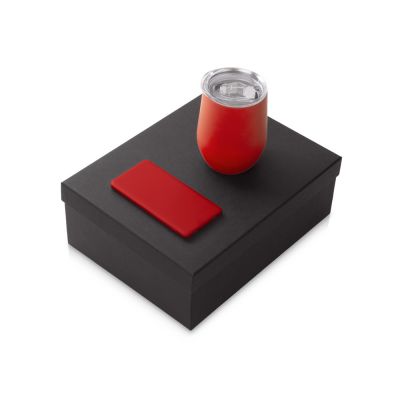 Подарочный набор с термокружкой и повербанком С1, 5000 mAh, красный-0