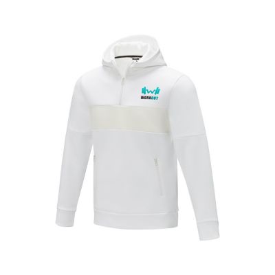 Мужской свитер анорак Sayan на молнии на половину длины с капюшоном, белый-3