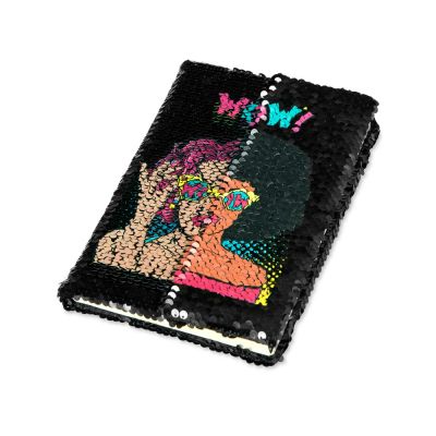 Блокнот с пайетками Fashion, черный-7