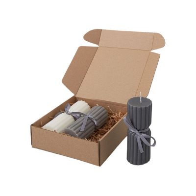 Набор свечей с гранями Vela, темно-серый, белый-2