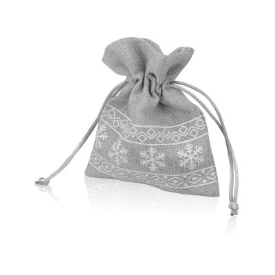 Мешочек подарочный новогодний, хлопок, малый, серый-0