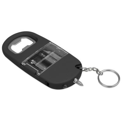 Брелок-открывалка с отвертками и фонариком Uni, софт-тач, черный-2