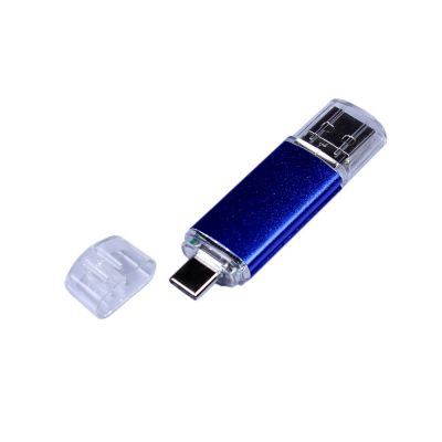 USB-флешка на 32 Гб c двумя дополнительными разъемами MicroUSB и TypeC, синий-3