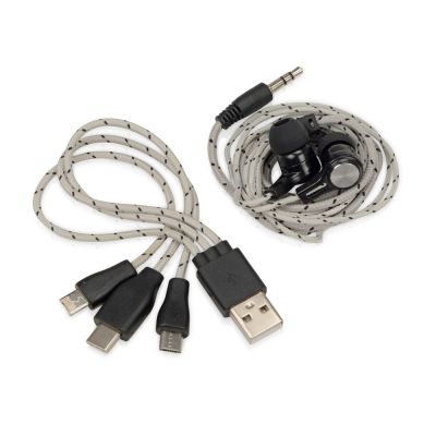 Набор с наушниками и зарядным кабелем 3-в-1 In motion, серый-3