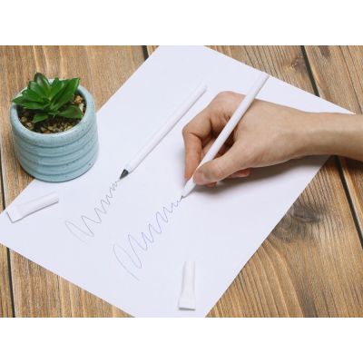 Набор из ручки и вечного карандаша из переработанной бумаги Recycled Duo, белый-5