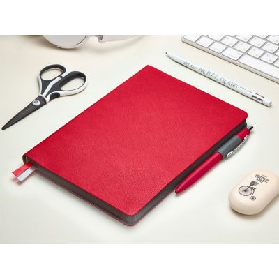 Ежедневник А5 датированный Boston 2026, красный с серым обрезом-11