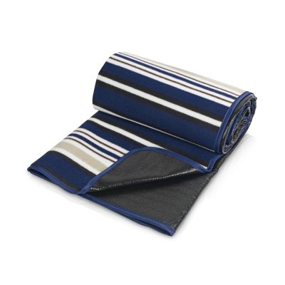 Плед в полоску в сумке Junket, синий-1