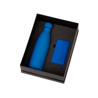 Подарочный набор с термобутылкой и повербанком С2, синий-1