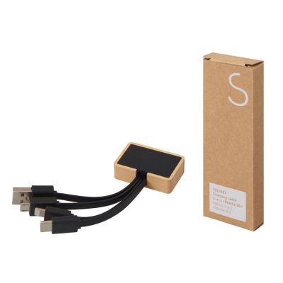 Кабель 3-в-1 с подсветкой лого Reedia S6, бамбук, черный-6