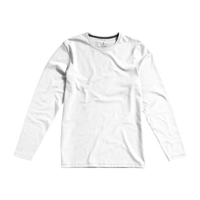 Ponoka мужская футболка из органического хлопка, длинный рукав, белый-7