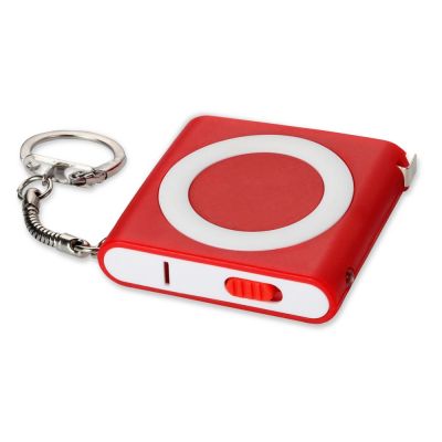 Брелок-рулетка с фонариком, 1 м., красный/белый-0