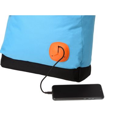 Рюкзак Chap с люверсом из полиэстера (600D), черный/голубой-5