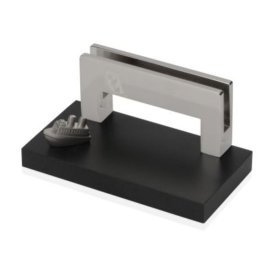 Подставка для визиток Круиз, серебристый/черный-0