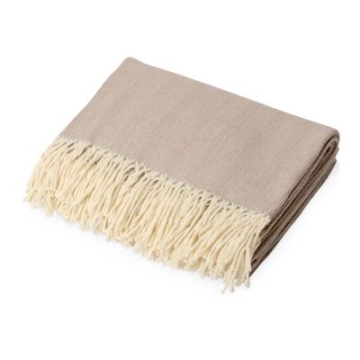 Плед Ёлочка 150х180 см. ПРЕМИУМ (бежевый однотонное)-0