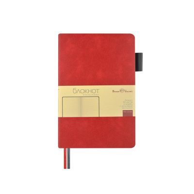 Блокнот А5 Boston, красный с серым срезом-2