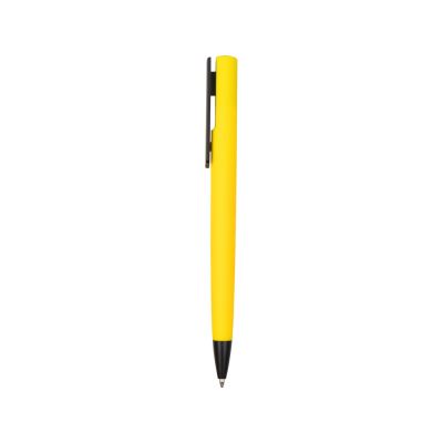 Ручка пластиковая soft-touch шариковая Taper, желтый/черный-2