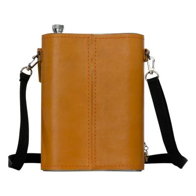 Набор Подарочный: фляга 511/2 (рыжая кожа), 2л+2 стаканчика+2 вилки-3