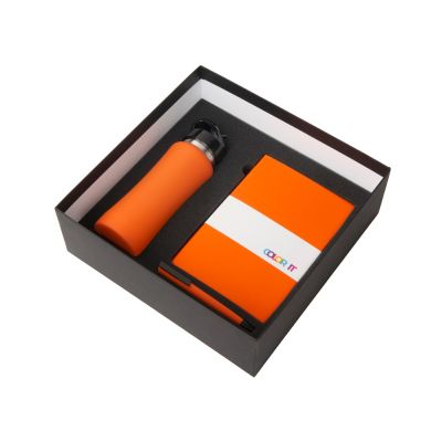 Подарочный набор c блокнотом C2, ручкой и бутылкой, оранжевый-1