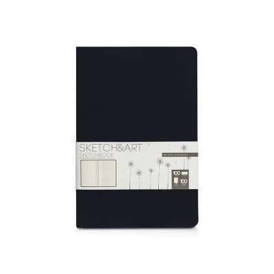 Скетчбук Sketch & Art в твердом переплете 143х216 мм, 100 л. бежевой бумаги 100 г/м2, черный-0