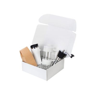 Подарочный набор с кофе, кружкой и френч-прессом Бодрое утро 2.0, белый-1