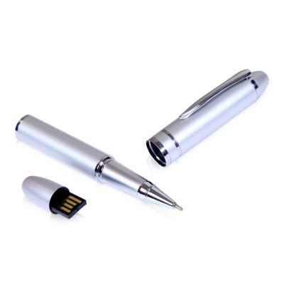 USB-флешка на 16 Гб в виде ручки с мини чипом, серебро-0