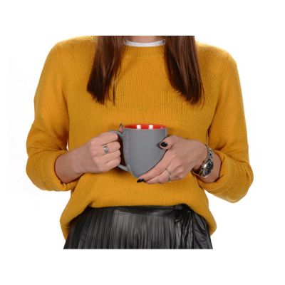 Кружка керамическая Gracy 450мл, серый/красный-2