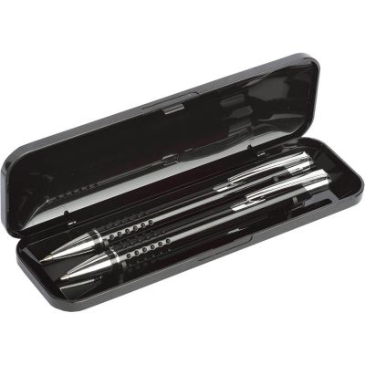 Набор Онтарио: ручка шариковая, карандаш механический, черный/серебристый-1