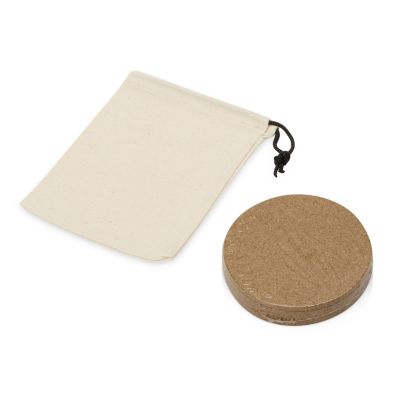 Набор костеров Bali из пробки в хлопковом мешке, 4 шт-7